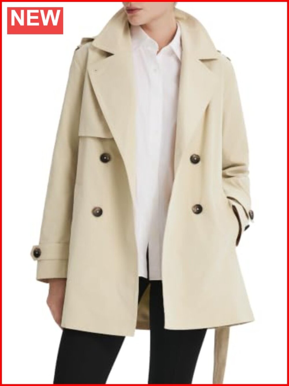 Women's Hooded Trench Coat Mid-Length Double-Breasted